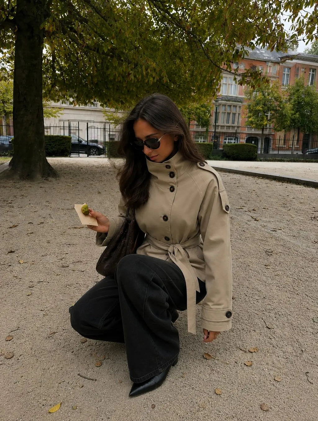 Blair | Belted Waist Cropped Trench Jacket