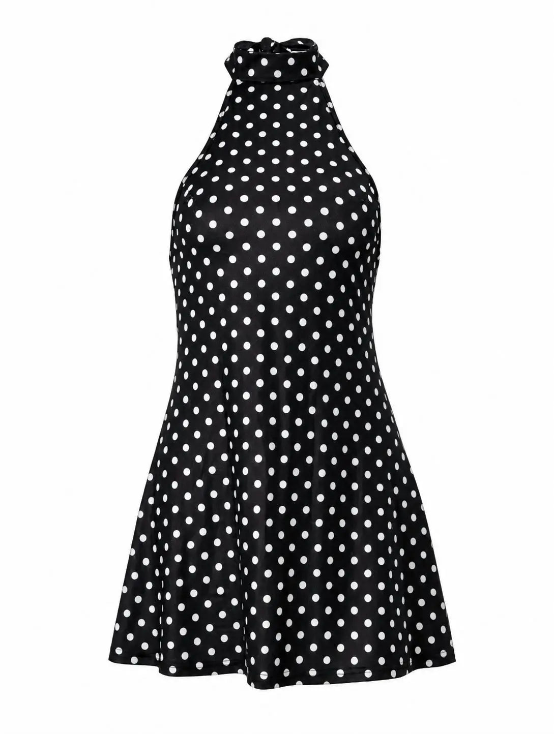 Céleste | Polka Dot Halter Backless Mini Dress