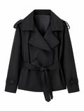 Adele | Oversized Lace-Up Windbreaker Long Coat