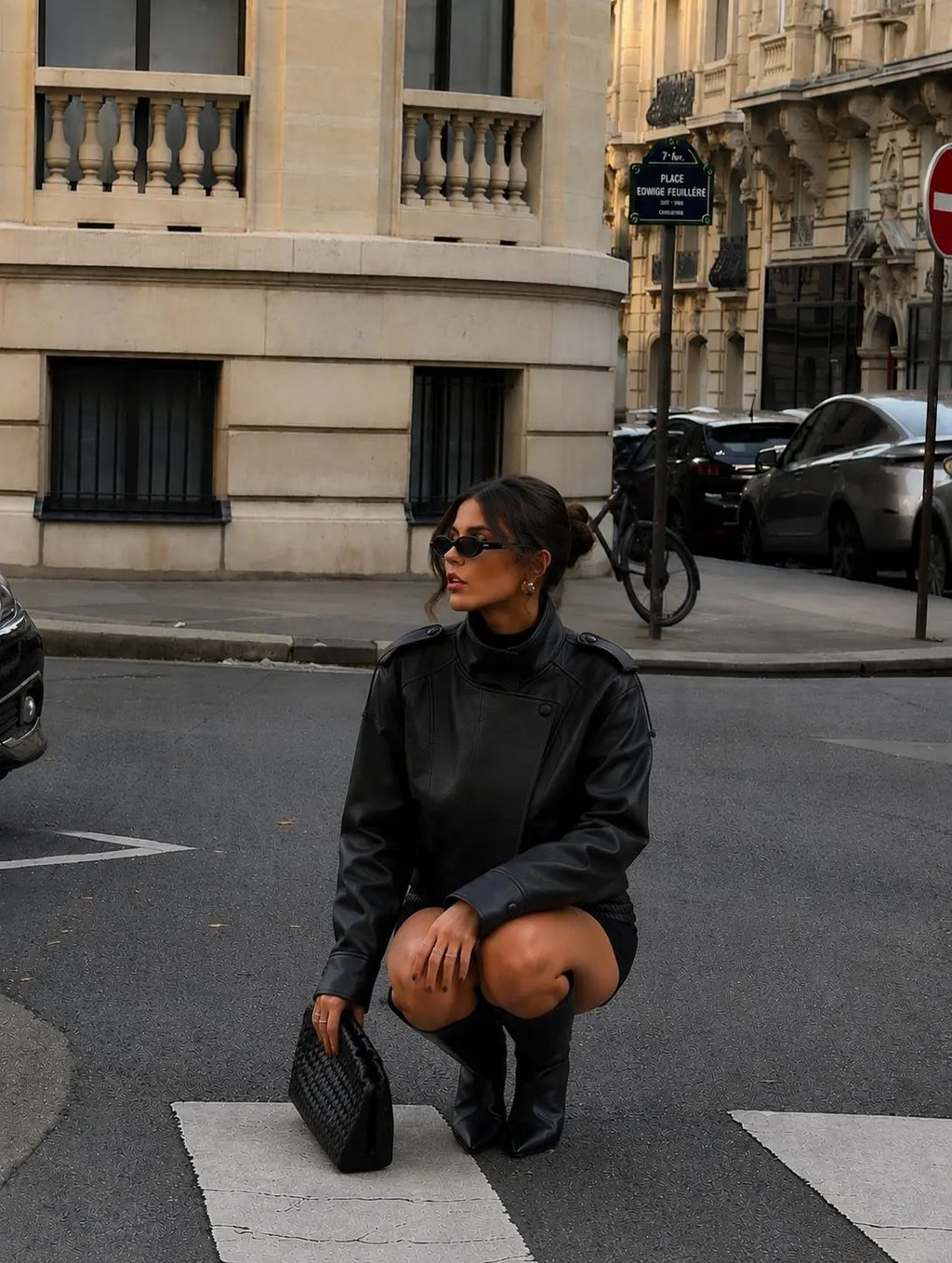 Marlowe | Pebble Faux Leather High-Neck Oversized Jacket