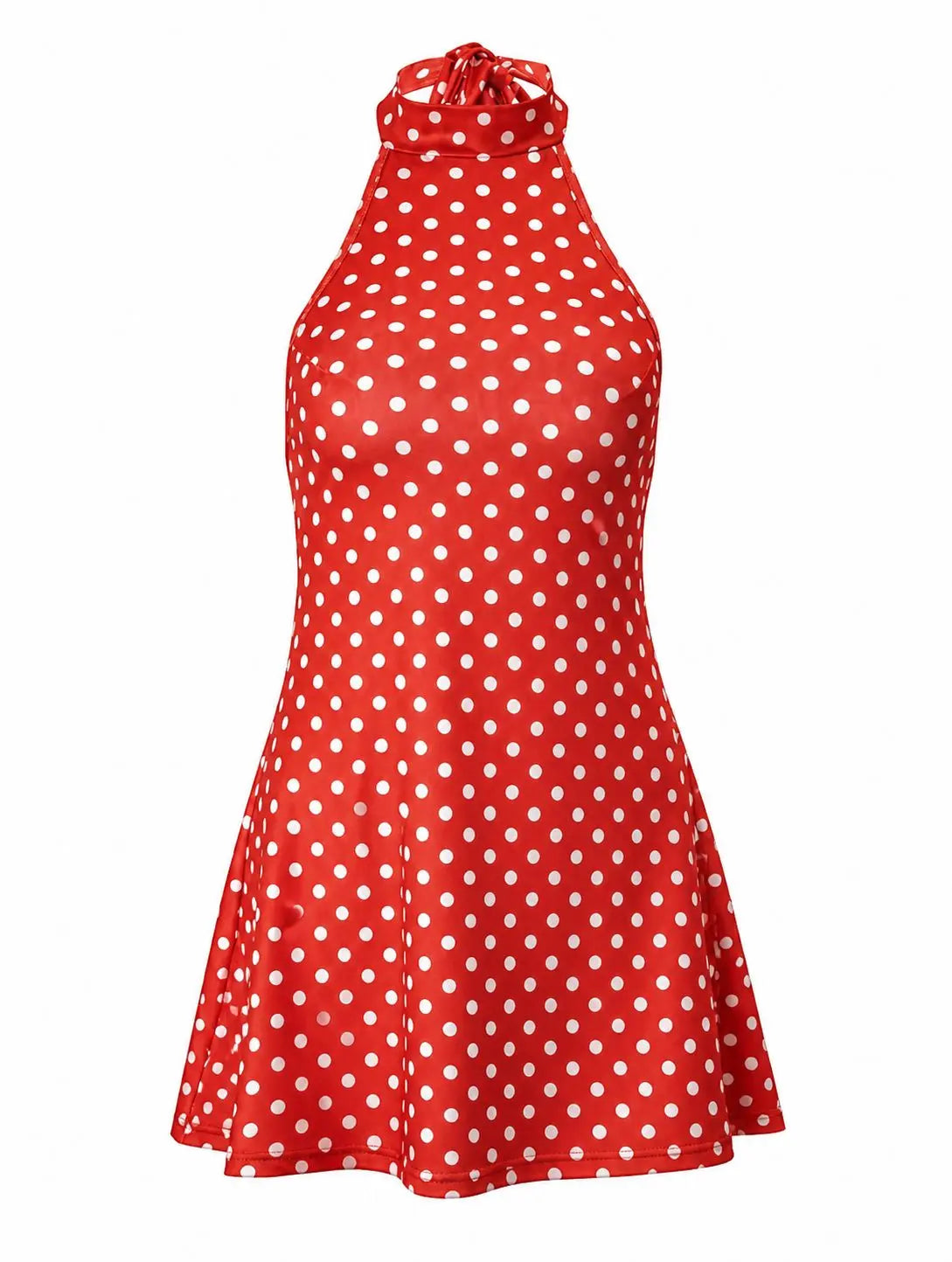 Céleste | Polka Dot Halter Backless Mini Dress