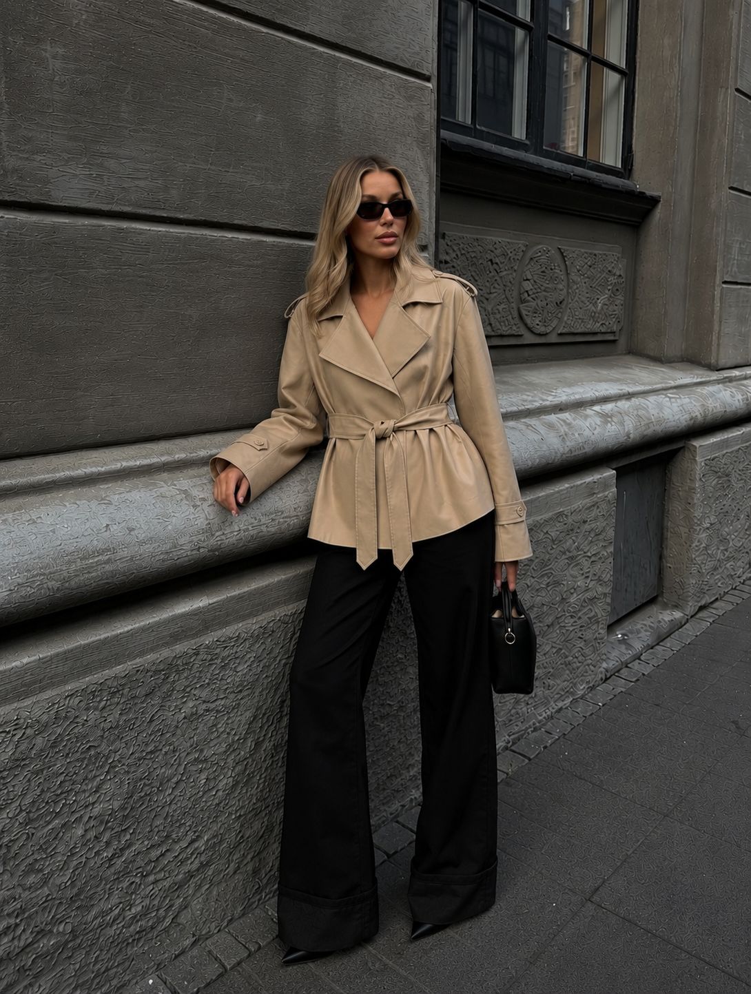 Adele | Oversized Lace-Up Windbreaker Long Coat
