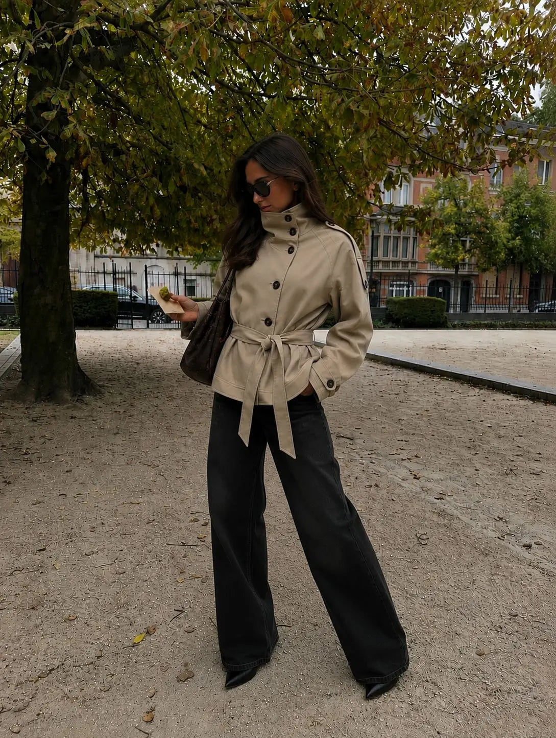 Blair | Belted Waist Cropped Trench Jacket