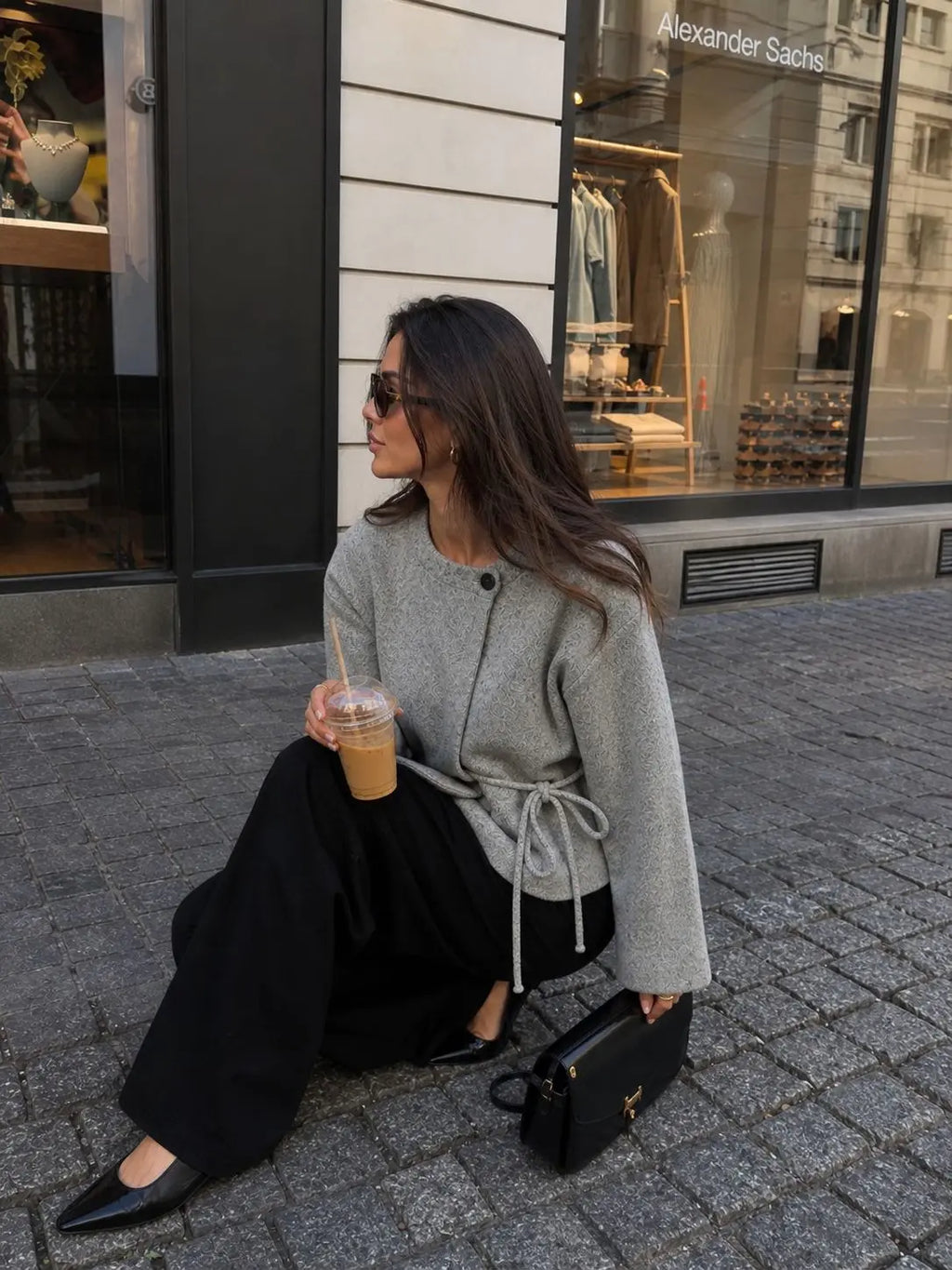 Harriet | Batwing Sleeve Lace-Up Knit Cardigan