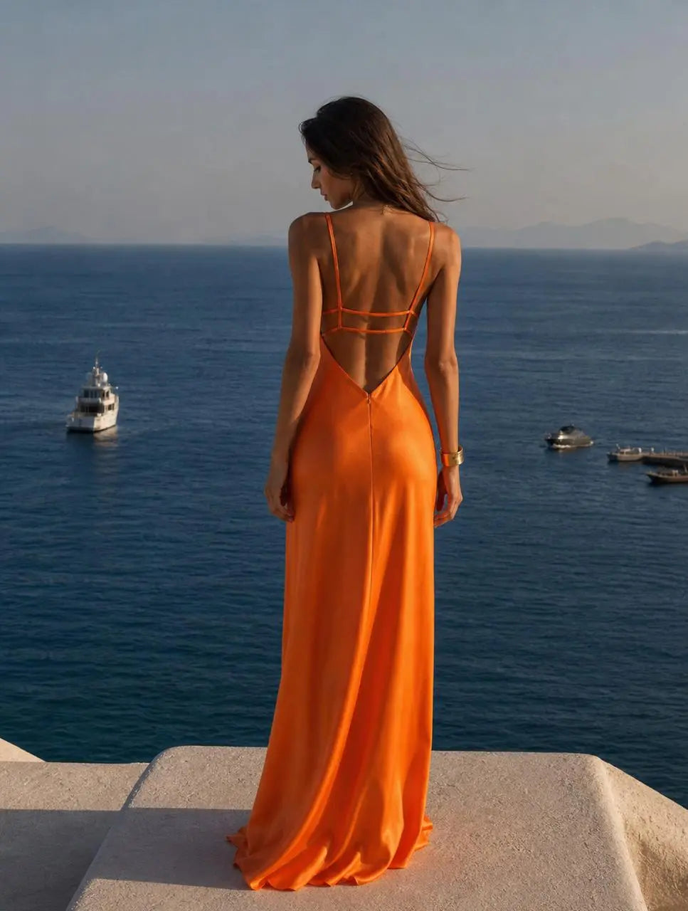 Sienna | Satin Backless Maxi Slip Dress