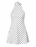 Céleste | Polka Dot Halter Backless Mini Dress