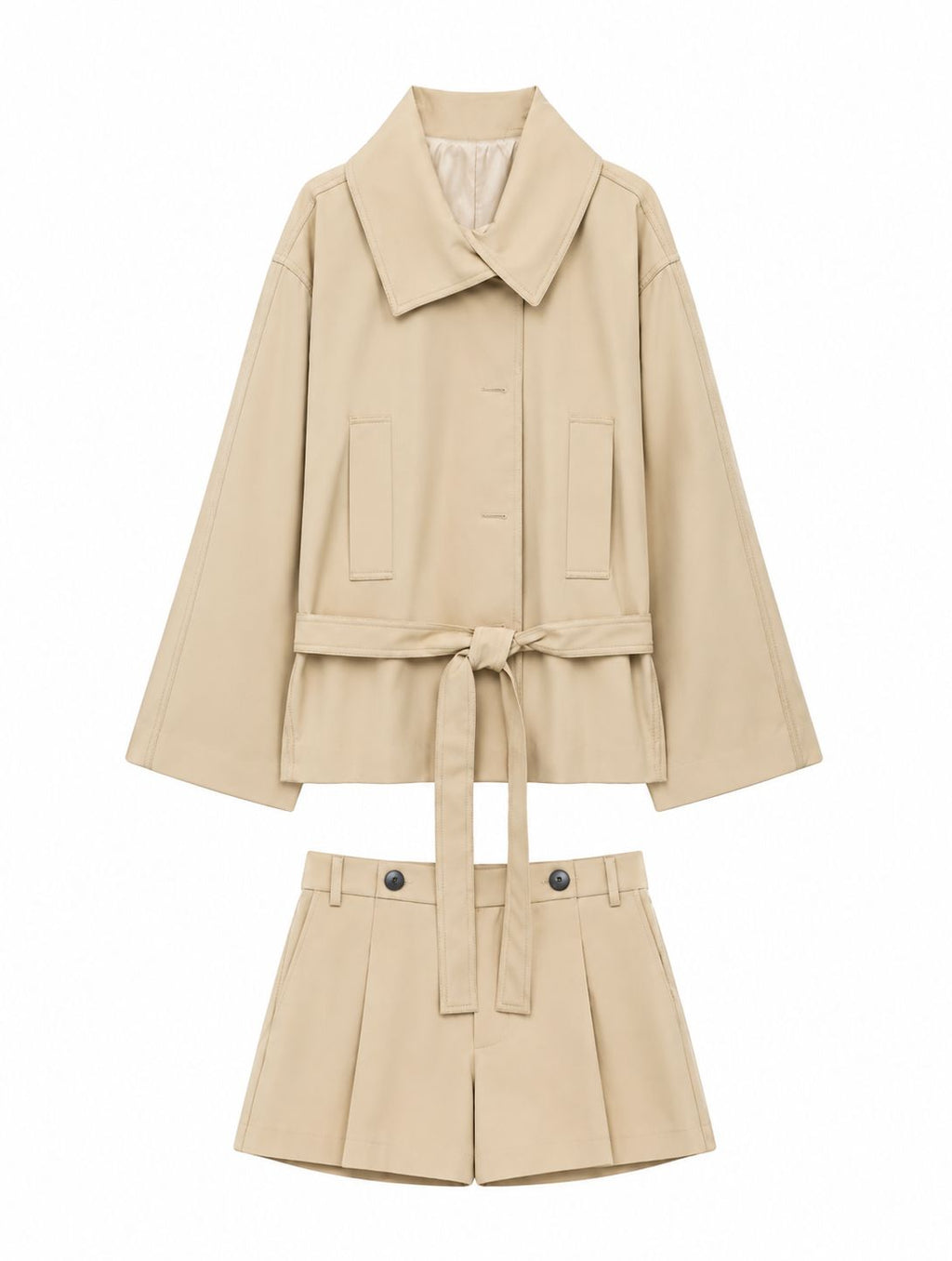 Aveline | Lace-Up Tailored Jacket & High-Waist Shorts Set