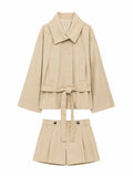 Aveline | Lace-Up Tailored Jacket & High-Waist Shorts Set