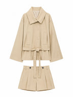 Aveline | Lace-Up Tailored Jacket & High-Waist Shorts Set