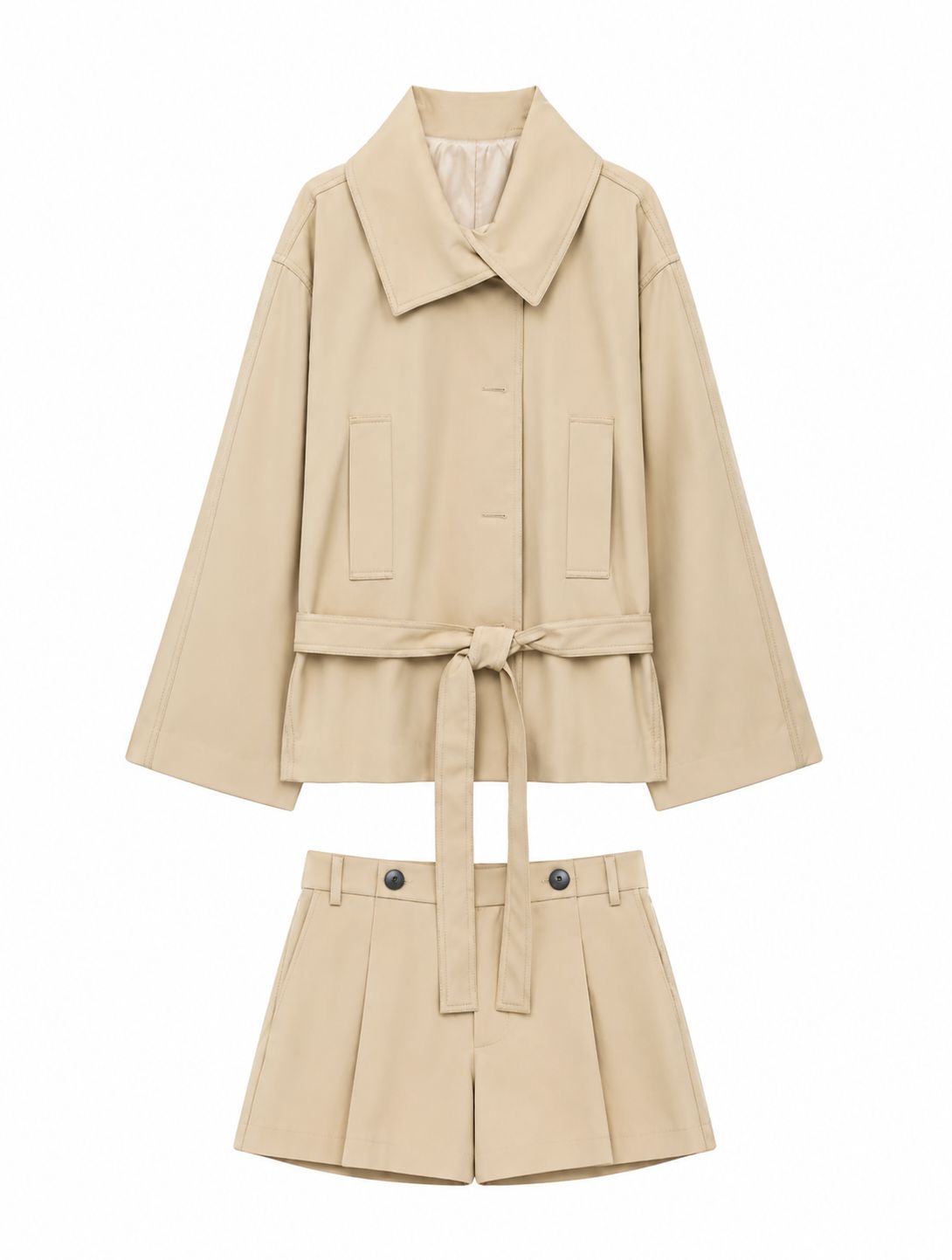 Aveline | Lace-Up Tailored Jacket & High-Waist Shorts Set