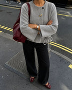 Harriet | Batwing Sleeve Lace-Up Knit Cardigan