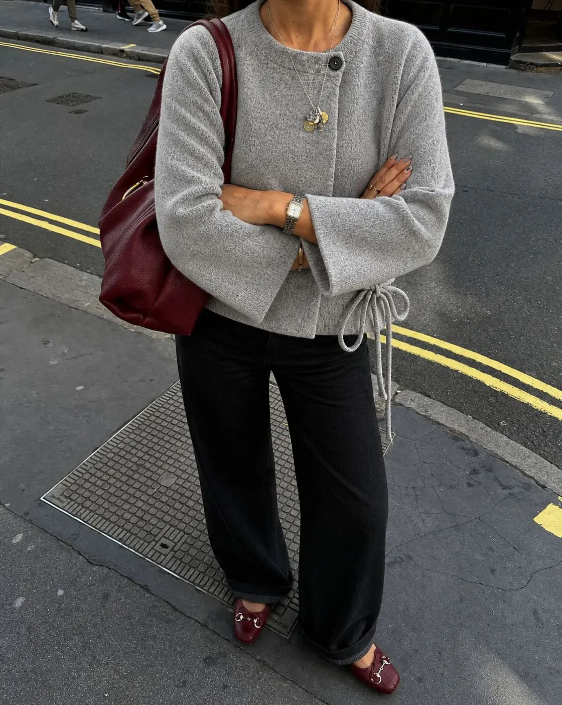 Harriet | Batwing Sleeve Lace-Up Knit Cardigan